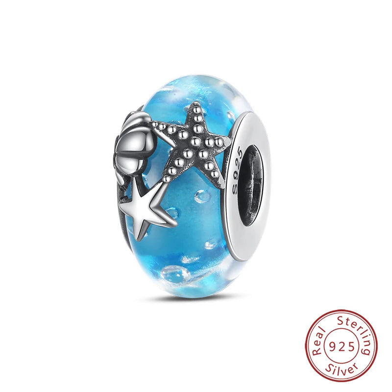 Fit Qikaola 925 Original Bracelets Blue Zircon Owl Luminous Sea Turtle Octopus 925 Silver Charms Beads DIY Birthday Jewelry Gift