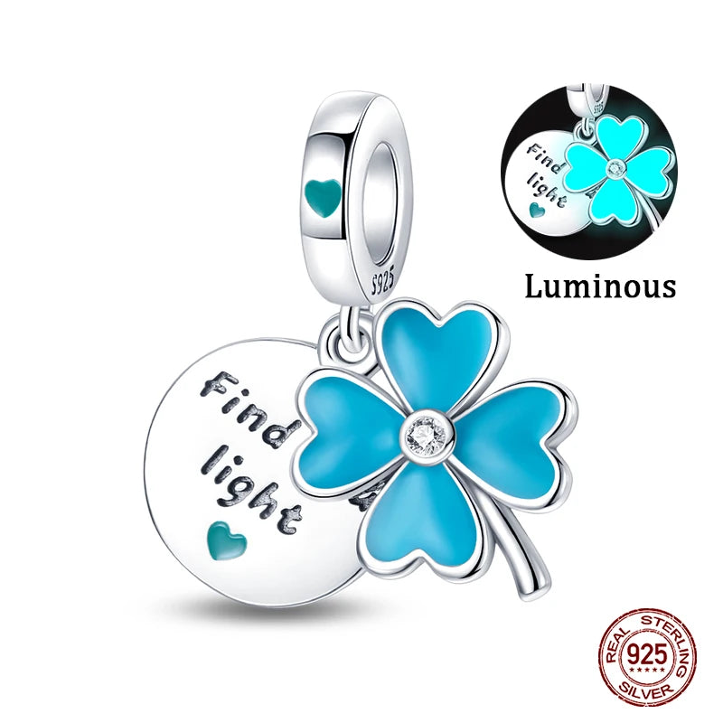 Fit Qikaola 925 Original Bracelets Blue Zircon Owl Luminous Sea Turtle Octopus 925 Silver Charms Beads DIY Birthday Jewelry Gift