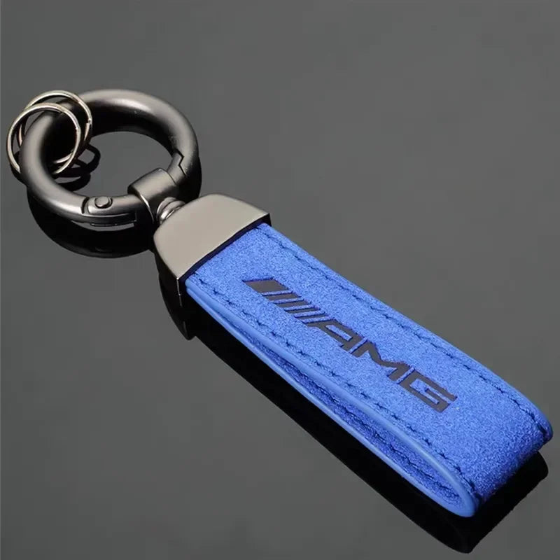 Mercedes Benz W203 W204 W205 W209 W210 W211 W212 W176 W166 W163 W221 Red suede leather metal car keychain ring frame accessories