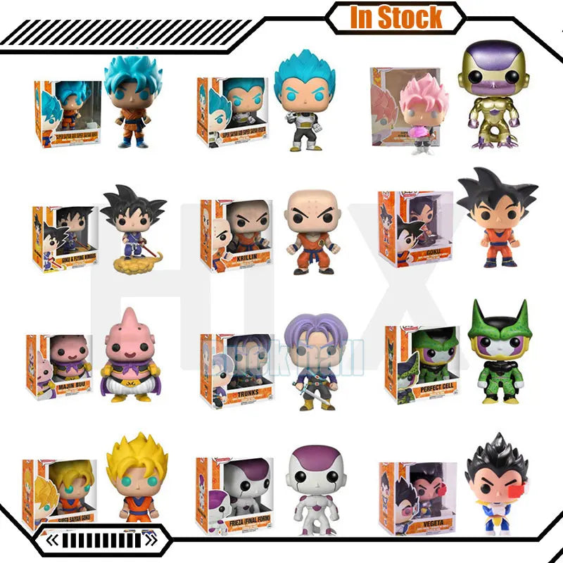 Funko Pop Dragon Ball Anime Figure Son Goku Vegeta Figurine Collection  Dbz Q Version Piccolo Buu Cell Pop Models Toys Xmas Gift