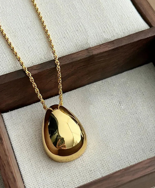 Bilandi Fashion Jewelry Simple Delicate Design Smooth Metal Teardrop Pendant Necklace For Women Female Party Gift Dropshipping